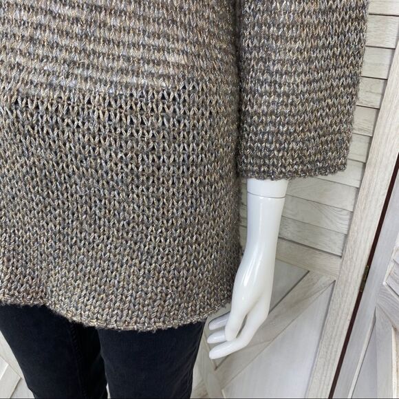 Tommy Bahama Melifont Cowl Neck Pullover Sweater Taupe Metallic XS 3/4 Sleeve - Picture 6 of 11